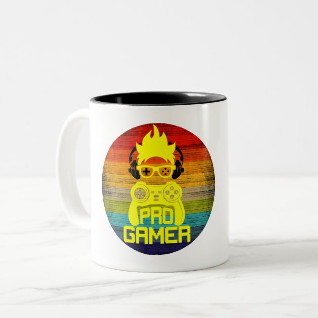 CANECA DE CAFÉ EM DOIS TONS PRO GAMER - FANÁTICO POR JOGOS (Frente Esquerda)