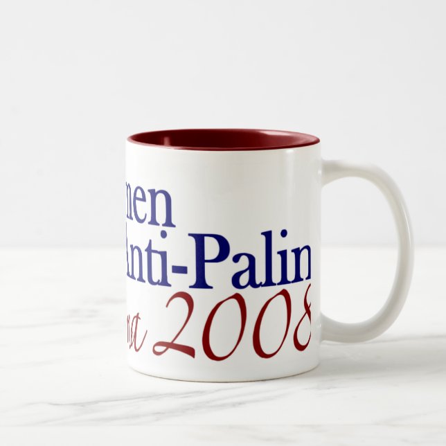 Caneca De Café Em Dois Tons Pro mulheres anti Palin (Obama 2008) (Direita)