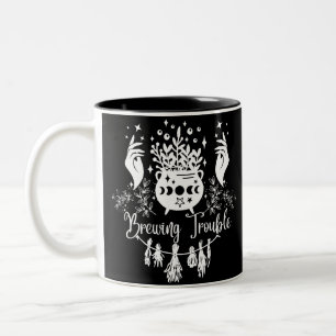 Caneca De Café Em Dois Tons Problema de Fermentação: Design Travesso de Bruxa