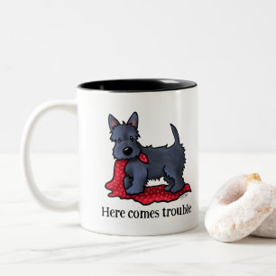 Caneca De Café Em Dois Tons Problemas com a escocesa Terrier Puppy