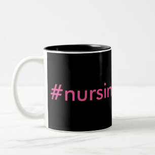 Caneca De Café Em Dois Tons #problemas de enfermagem preto e rosa