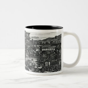 Caneca De Café Em Dois Tons Procissão de Macau, uma ilustração