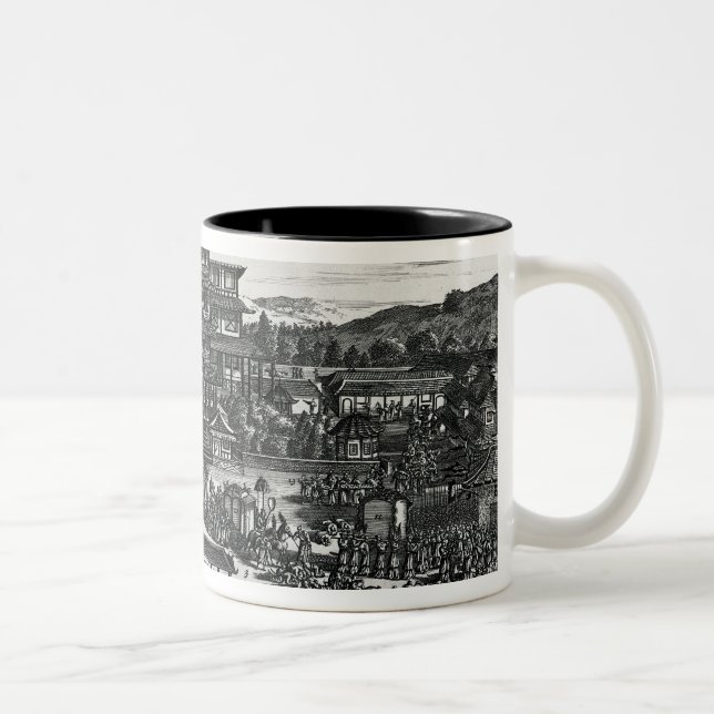 Caneca De Café Em Dois Tons Procissão de Macau, uma ilustração (Direita)