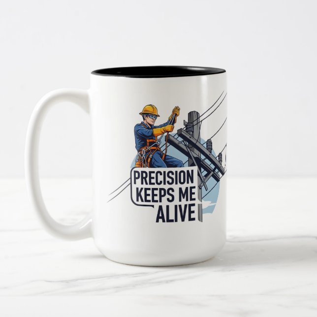 Caneca De Café Em Dois Tons Professional Utility Worker Gift safety (Esquerda)