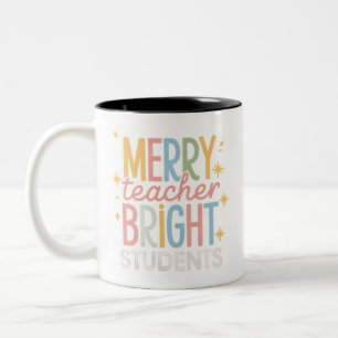 Caneca De Café Em Dois Tons Professor Alegre Alunos Brilhantes Natal Xmas Dive