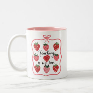 Caneca De Café Em Dois Tons Professor Amante de Morango Ensino é Minha Paixão