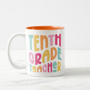 Caneca De Café Em Dois Tons Professor Colorido do Décimo Ano