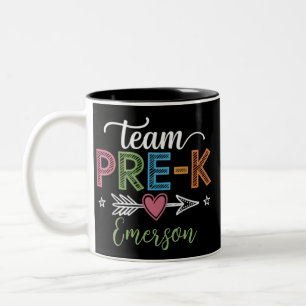 Caneca De Café Em Dois Tons Professor da Equipe de Nome Personalizado Pré-K Pr