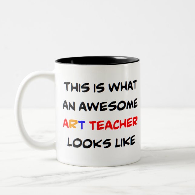 Caneca De Café Em Dois Tons professor de arte, incrível (Esquerda)