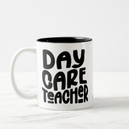 Caneca De Café Em Dois Tons Professor de creche Minimalista