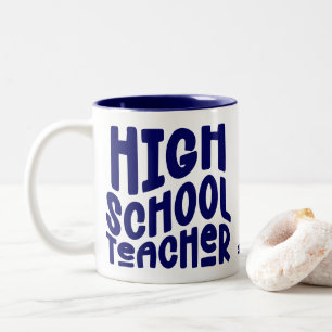 Caneca De Café Em Dois Tons Professor de Ensino Médio em Azul Escuro