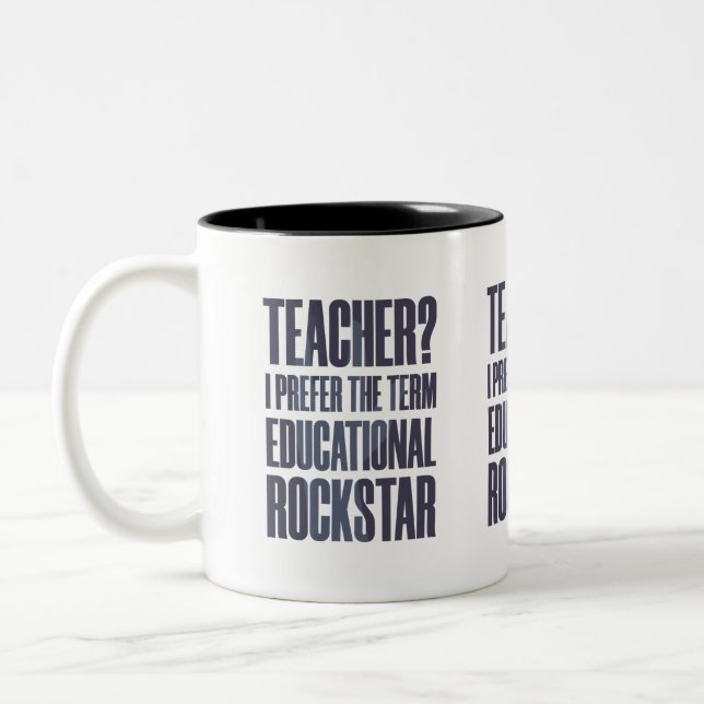 Caneca De Café Em Dois Tons Professor de Música Engraçado - Rockstar Educacion (Esquerda)