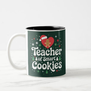 Caneca De Café Em Dois Tons Professor de Natal de Biscoitos Inteligentes