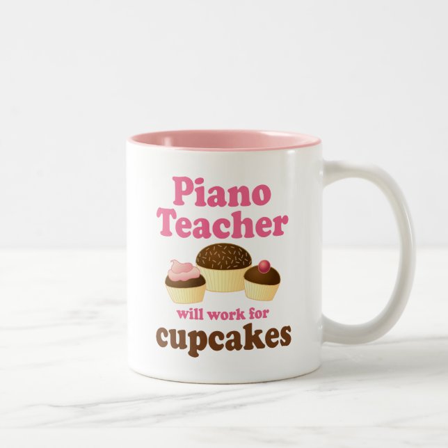 Caneca De Café Em Dois Tons Professor de piano engraçado (Direita)