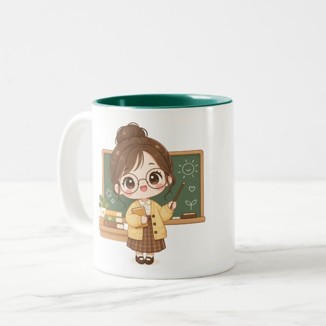 Caneca De Café Em Dois Tons Professor de Sala de Aula Doce (Frente Esquerda)