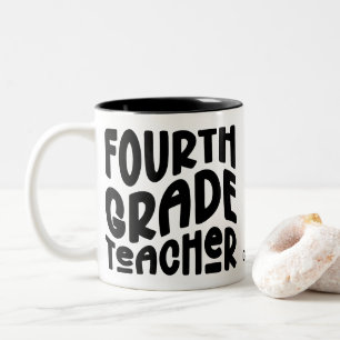 Caneca De Café Em Dois Tons Professor do Quarto Ano Texto Preto
