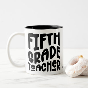 Caneca De Café Em Dois Tons Professor do Quinto Ano Apreciação Preto