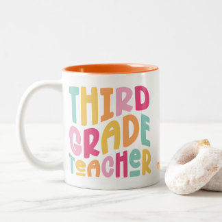 Caneca De Café Em Dois Tons Professor do Terceiro Ano | Design de Tipografia C