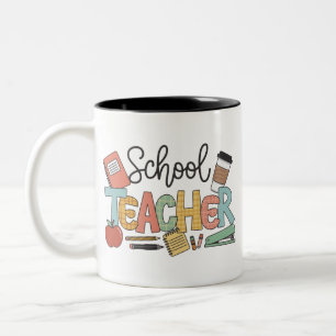 Caneca De Café Em Dois Tons Professor Escolar Ensinando Presentes de Líderes F