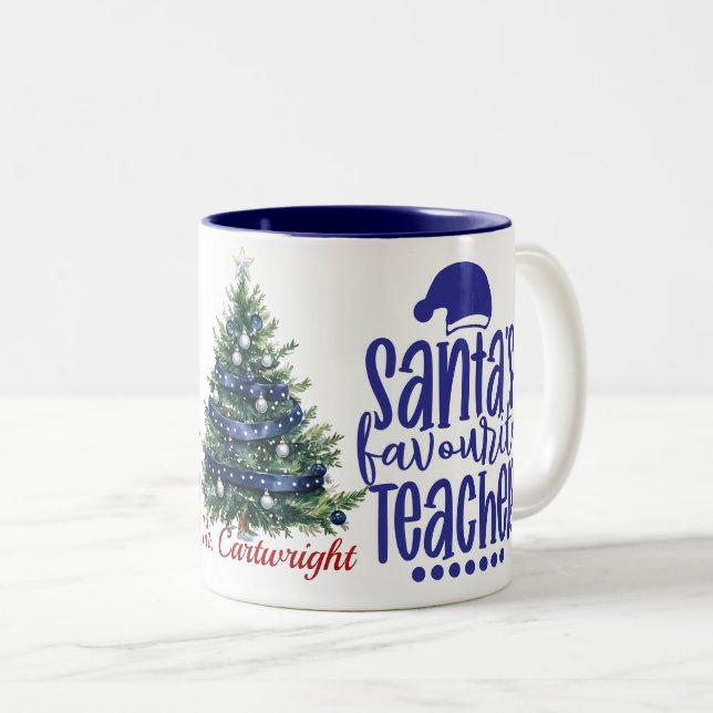 Caneca De Café Em Dois Tons Professor Favorito do Papai Noel (Frente Esquerda)