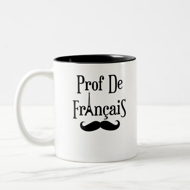 Caneca De Café Em Dois Tons Professor francês Prof de Francais (Esquerda)