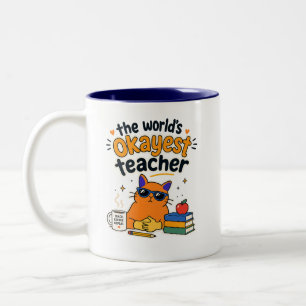 Caneca De Café Em Dois Tons Professor Gato Divertido