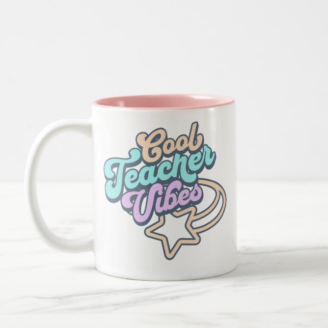 Caneca De Café Em Dois Tons Professor legal Vibes Retrorando Presente (Esquerda)