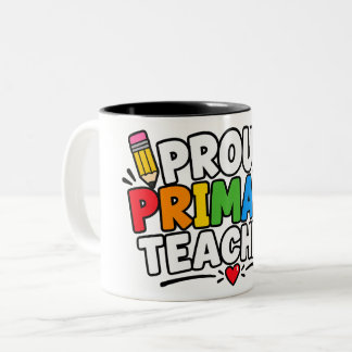 Caneca De Café Em Dois Tons Professor orgulhoso de escola primária