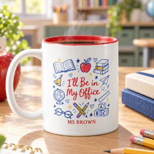 Caneca De Café Em Dois Tons Professor Personalizado Estarei na Minha Sala