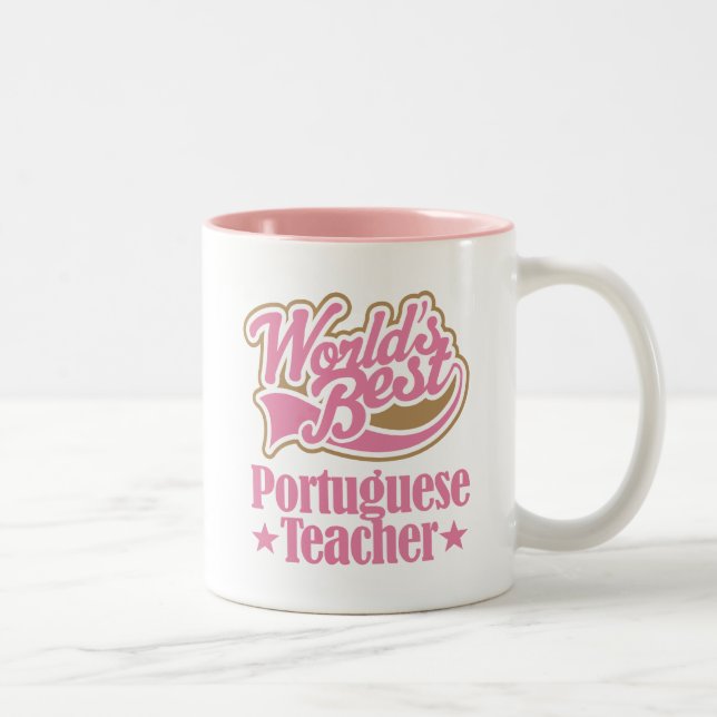 Caneca De Café Em Dois Tons Professor Português Presente (Mundos Melhor) (Direita)