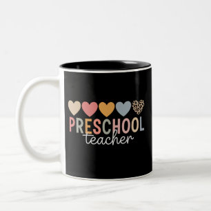 Caneca De Café Em Dois Tons Professor Pré-escolar Volta às Aulas
