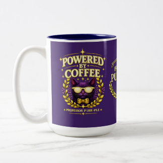 Caneca De Café Em Dois Tons Professor Purr-Ple™ – Energizado por Café