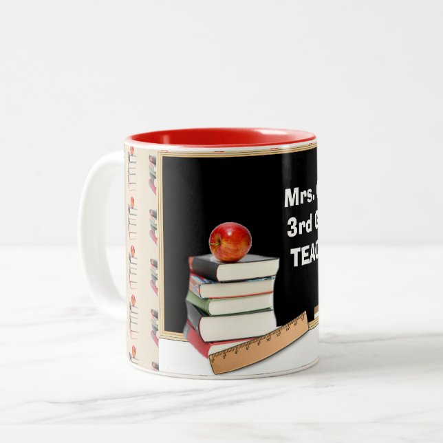 Caneca De Café Em Dois Tons Professor Retro Volta às Aulas  (Frente Esquerda)