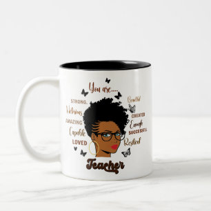 Caneca De Café Em Dois Tons Professora Afro-Americana