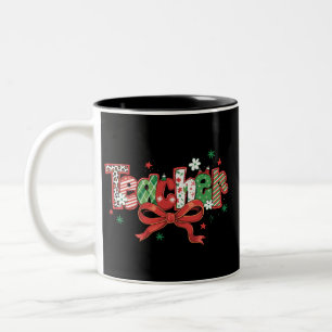 Caneca De Café Em Dois Tons Professora Coquete Natal Lápis de Cor Feliz Natal