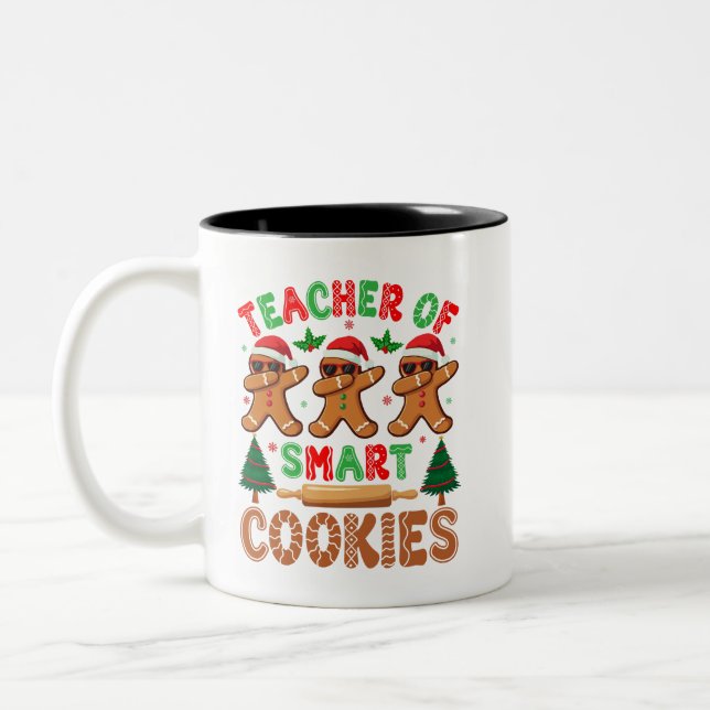 Caneca De Café Em Dois Tons Professora De Biscoito Inteligente De Natal (Esquerda)