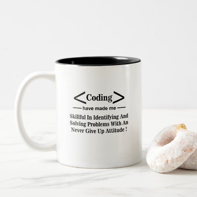 Caneca De Café Em Dois Tons Programador Codificador Programação Codificação  (Com Donut)