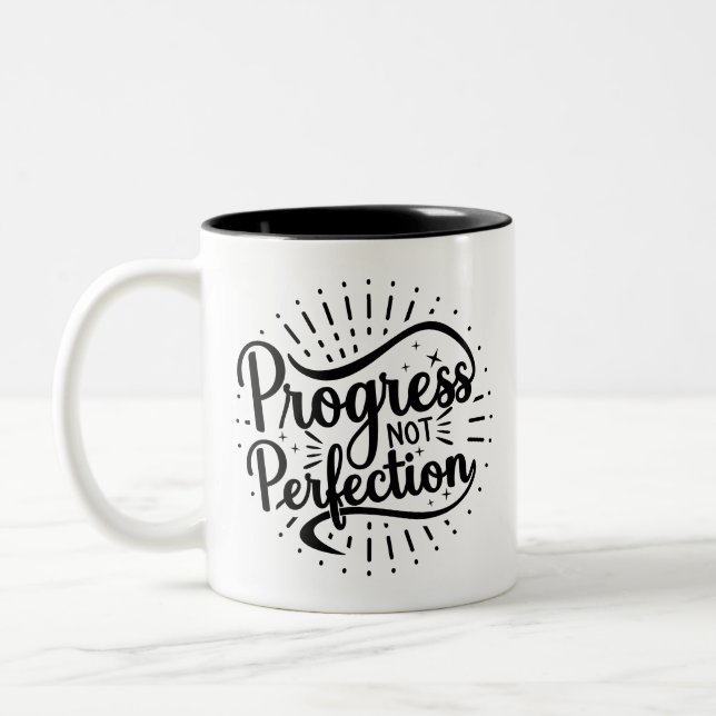 Caneca De Café Em Dois Tons Progresso Não Perfeição De Café De Dois Tons (Esquerda)