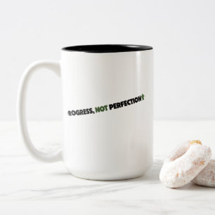 Caneca De Café Em Dois Tons Progresso Não Perfeição Inspirador Motivacional