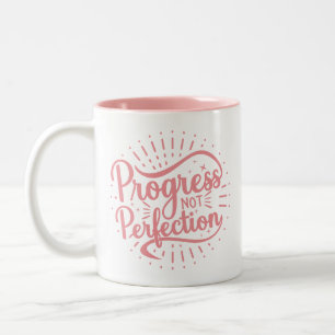 Caneca De Café Em Dois Tons Progresso Não Perfeição - Pink - Mug De Café De Do