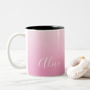 Caneca De Café Em Dois Tons Projete seu próprio OMbre cor-de-rosa e seu nome