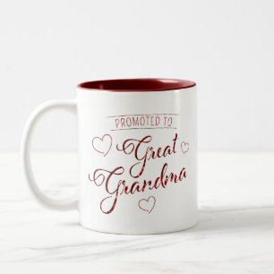 Caneca De Café Em Dois Tons Promovida a Bisavó lantejoulas brilho falso vermel