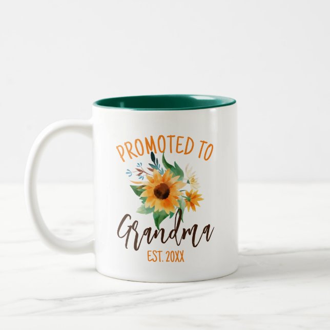 Caneca De Café Em Dois Tons Promovido à vovó Floral Sunflower Personalizado (Esquerda)