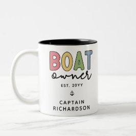 Caneca De Café Em Dois Tons Proprietário de Barcos Personalizados estabeleceu 