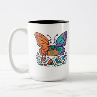 Caneca De Café Em Dois Tons Proteja Cada Pequena Vida Borboleta