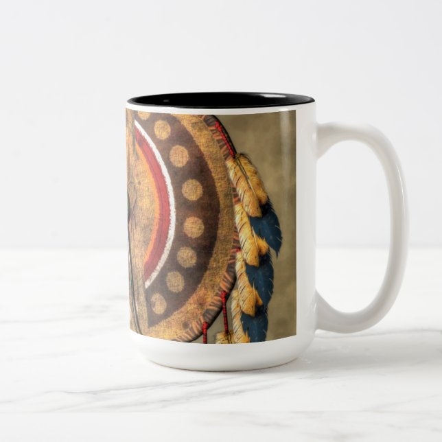 Caneca De Café Em Dois Tons Protetor do nativo americano (Direita)
