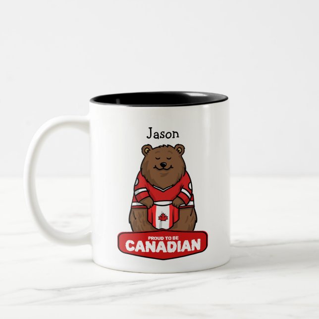 Caneca De Café Em Dois Tons Proud To Be Canadian Bear (Esquerda)