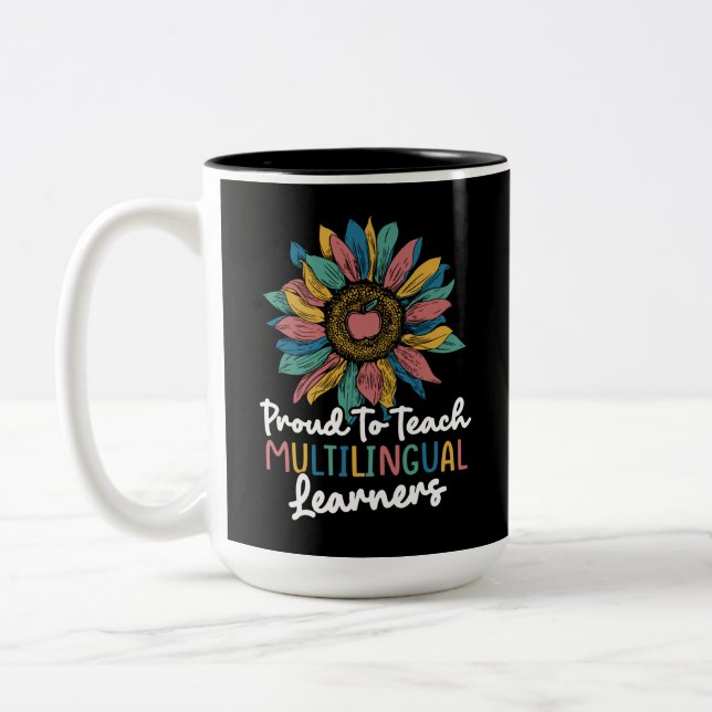 Caneca De Café Em Dois Tons Proud To Teach Multilingual Learners (Esquerda)