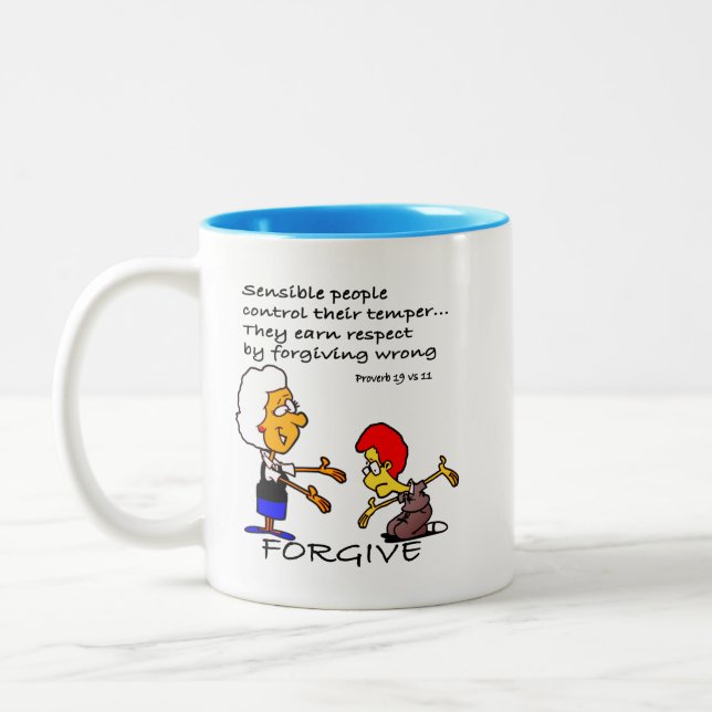 Caneca De Café Em Dois Tons Proverb 19-11 Pessoas Sensíveis Controlam Seu Temp (Esquerda)