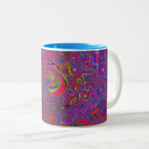 Caneca De Café Em Dois Tons Psicodélico Groovy Magenta Retro Líquido